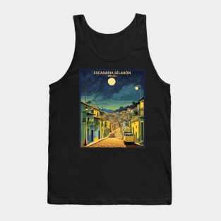 Escadaria Selaron Starry Night Brazil Vintage Tourism Travel Poster Tank Top